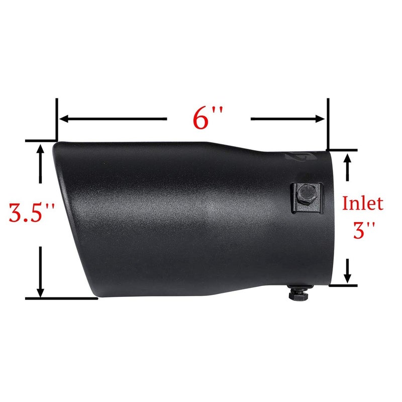 TriTrust Exhaust Tip, 2-2.75 inch inlet adjustable, Fit 2''/2.25''/2.5''/2.75'' Outer diameter Tailpipe, 3.5''Outlet 6''Long Muffler Tip, Black Powder Coated Stainless Steel Tail Tip - Image 2